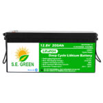 Batería Litio LiFePO4 (libre de mantenimiento) S.E Green 12 Voltios 200 Ah